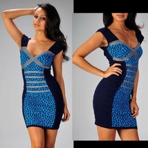 Wow Couture Blue Animal Print Bandage Dress S M L NEW MSRP $68 - £34.47 GBP