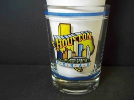 Houston round heavy base shot glass souvenir Skyline Information Libbey ... - $8.59