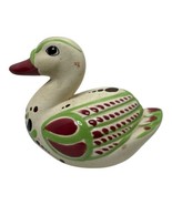 Cute hand-painted Mexican Folk Art Pottery Duck Figurine Signed Bird Red... - $23.09 CAD