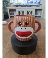 Sock Monkey Coffee Cup Mug Double Handle Galerie Brown Character 16oz - $7.45 CAD