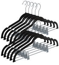 Home-It Non Slip Velvet Clothing Hangers with Clips, 10 Pack, Black - £38.30 GBP