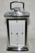 VINTAGE HEAVY CHROME DU PONT ADVERTISING CARRIAGE CLOCK w/ INTERIOR COMP... - $28.71