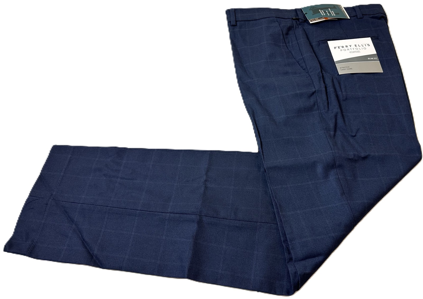 Perry Ellis Men's Slim-Fit Flat Front Dress Pants in Navy-33x32 Item image 9
