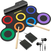 Electric Drum Set, 7-Pad Kids Electronic Drum Set With, Speaker Excluded - £47.99 GBP