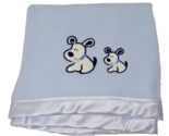Wamsutta Baby Blanket 31x40&quot; Blue with Satin Trim and Dogs - £30.35 GBP