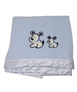 Wamsutta Baby Blanket 31x40&quot; Blue with Satin Trim and Dogs - £30.36 GBP