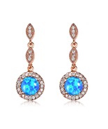Blue Opal &amp; 18K Rose Gold-Plated Halo Drop Earrings - £12.67 GBP