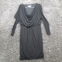 Vintage Maggy London Blouson Dress Women Petite 10 10P Black Stretch Scoop Neck - £6.40 GBP