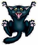 Funny Window Car Cling Crazy Black Attack CAT Witch Decal Sticker Decora... - £7.66 GBP
