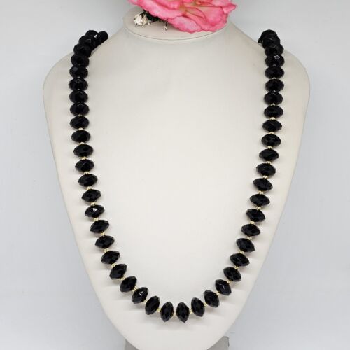 Joan Rivers Black Faceted Acrylic Beaded Necklace - £19.71 GBP