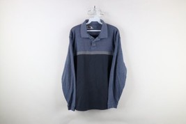 Vtg 90s Streetwear Mens Medium Faded Striped Knit Long Sleeve Rugby Polo Shirt - £42.26 GBP