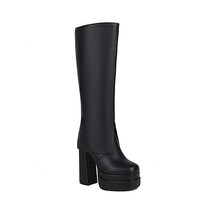 Rproof platform solid color flanging simple style women s fashion boots plus size thick thumb200