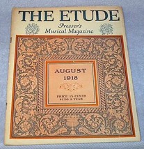 Presser&#39;s Musical Magazine Etude August 1918 Ethel Clayton - £10.41 GBP