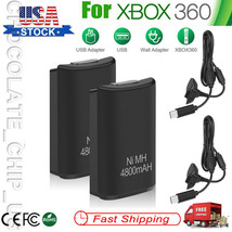 2X 4800Mah Rechargeable Battery Pack For Xbox 360 Controller Usb Charger Cable - £20.33 GBP