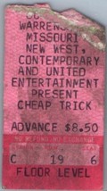 Cheap Trick Concert Ticket Stub September 9 187 Warrensburg Missouri - £35.52 GBP