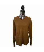 FINK Lambs Wool Blend V-Neck Long Sleeve Pullover Sweater Tan - Size Medium - £20.08 GBP