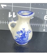 Vintage Blue Miniature Windmill Paint Pitcher Blue and White German - $14.03