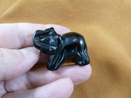 Y-ELE-575 Black Onyx Elephant Gemstone Carving Gem Figurine Safari Zoo Trunk Up - £11.26 GBP