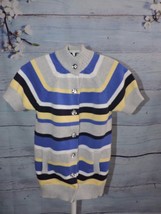 Gymboree Gem Button Stripe Sweater Duster Cotton Girls 10 12 Long Stripe... - $17.99