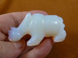 Y-RHI-727) little White Opalite RHINO rhinoceros gemstone FIGURINE love ... - £18.36 GBP