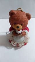 Vintage Jasco Teddy Bear Christmas Ornament Bell L&#39;il Chimer Made In Taiwan - £21.57 GBP