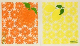 Wet-It! Swedish Treasures Dishcloth &amp; Cleaning Cloth -Set of 2- Oranges &amp; Lemons - £11.95 GBP