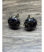 Vintage Gold Tone Black Enamel Men&#39;s Cuff Links Estate Jewelry Find KG JD - $180.51 MXN