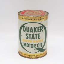Mancave Garage Decor Quaker State Oil Metal Oil Can Advertising Full Can - $24.74