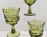 (3) Fostoria HFM Henry Ford Museum Argus Green Water Goblets Set Vintage... - $39.27