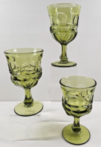 (3) Fostoria HFM Henry Ford Museum Argus Green Water Goblets Set Vintage... - $39.27