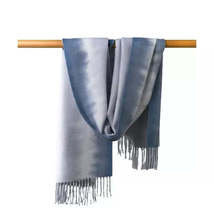 Anyyou Scarf 100% Polyester Fiber Tie Dye Gradient Blue Solid Fringe Cashmere - £18.96 GBP