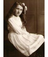 ANTIQUE RPPC YOUNG GIRL LONG HAIR BOW PHOTO POST CARD  - $14.99