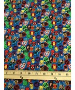 Licensed Marvel Cotton Fabric - Super Hero Stickers on blue background -... - £3.52 GBP
