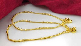 Anklet Bracelet 14k Gold Plated Indian Payal Foot Jewelry 25cm Women Ankle Chain - £18.76 GBP