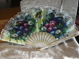 Fan ( Small Hand Fan ) With Flowers Flower RM1I - £5.42 GBP