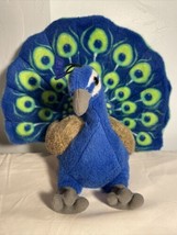 Wild Republic Peacock Plush Stuffed Animal Blue Green Wide Plumage Bird 9&quot; - £10.06 GBP