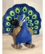 Wild Republic Peacock Plush Stuffed Animal Blue Green Wide Plumage Bird 9&quot; - £9.92 GBP