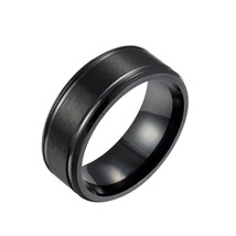 Men and women classic fashion black frosted matte ring casual ring gift couple rings thumb200