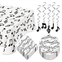 HOME &amp; HOOPLA Musical Party Music Note Paper Dessert Plates and Beverage... - £12.94 GBP+