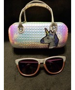 Children&#39;s Place Girls Glitter Rainbow Unicorn Sunglasses and Case - £9.52 GBP