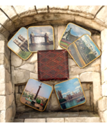 Vtg Set of 6 Win-El-Ware Coasters in Wooden Box London England Landmarks... - £14.91 GBP