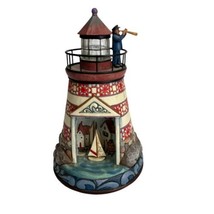 Jim Shore Summer Breezes Lighthouse Sailboat Scene Light Up Diorama 2009 - £29.59 GBP