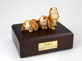 3 Brown Bunnies Figurine Rabbit Pet Cremation Urn Avail 3 Different Colo... - £133.67 GBP+