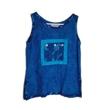 Bali Batiks Sleeveless Blouse Shirt ~ Sz S ~ Dark Blue - £13.46 GBP