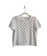 ZARA Womens Size Large White Lace Short Sleeve Top Bronze Colored Polka ... - £11.00 GBP