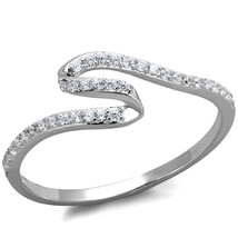 Dainty Round Cut Pave CZ Swirl Promise Band 925 Sterling Silver Engagement Ring - £59.53 GBP