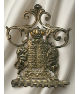 Antique Judaica Oil Hanukkah Menorah Pre 1948 Lions Commandments Wall Ha... - $216.14 CAD