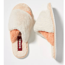 Sorel Go Mail Run Faux Fur Cotton Slippers, Cozy House Shoes , Cream, Si... - $73.87
