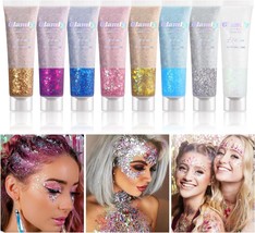 8 Color Body Glitter Face Glitter Hair Glitter Self Adhesive Glitter Chunky Glit - £30.63 GBP