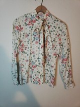 Vintage Sears Shirt Womens Size 5 JR Bazaar Long Sleeve Button Up 70s Floral Art - $27.10